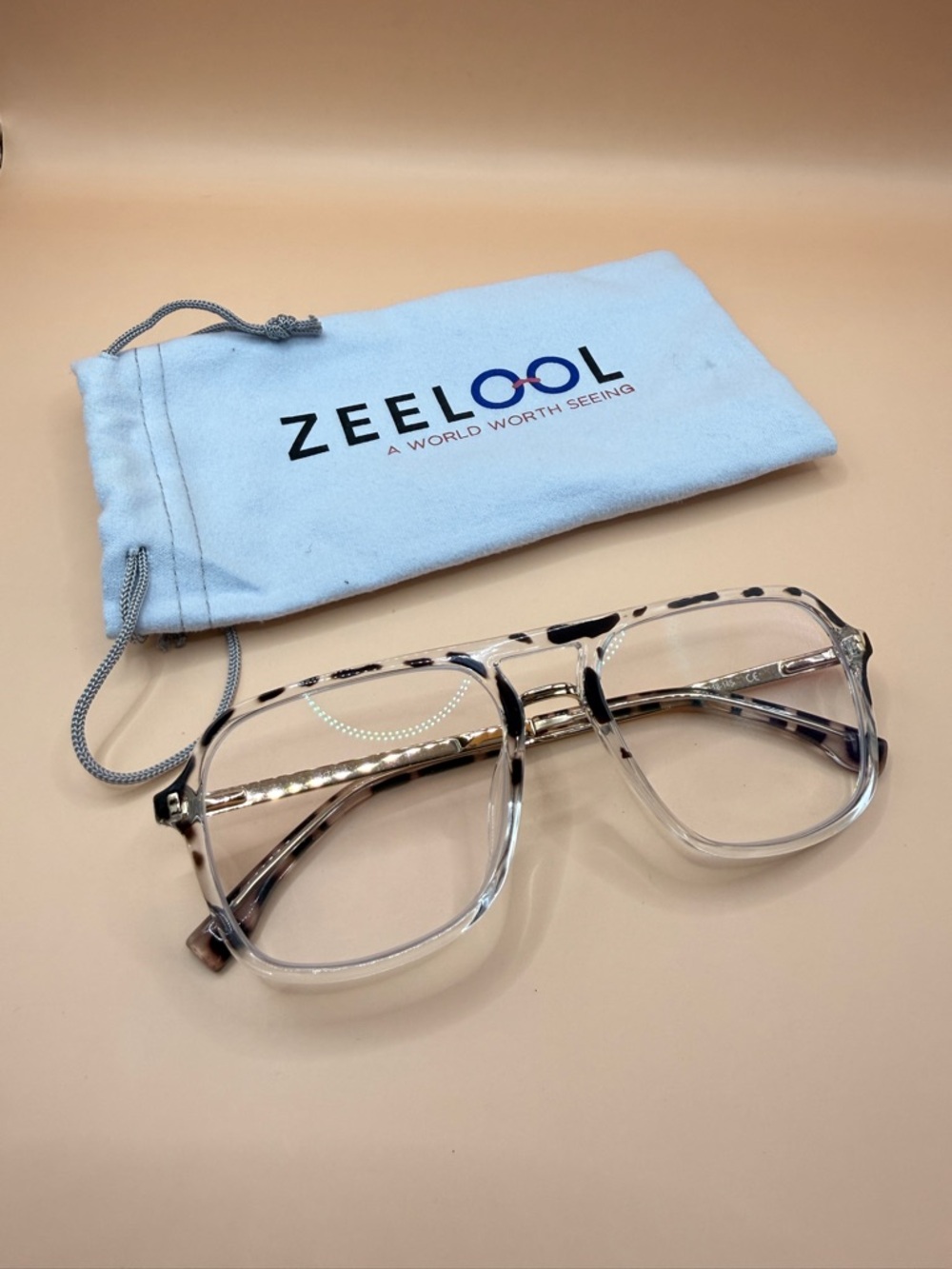 Zeelool Clear Tortoiseshell Eyeglasses Frame, Unknown prescription